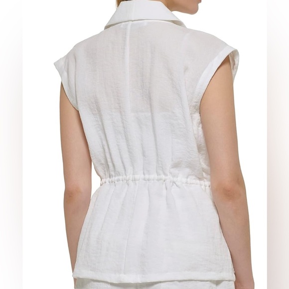 Calvin Klein Cap Sleeve Open-Front Jacket Women's Small White Solid - Picture 2 of 8